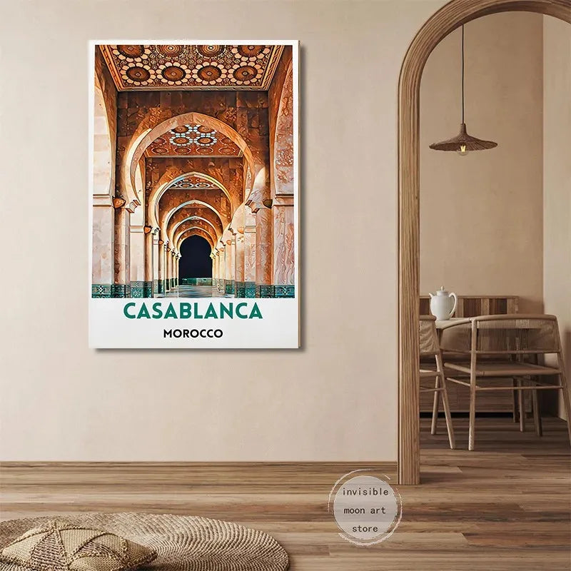 Travel Moroccan Art Casablanca Marrakesh Fes Building Art Poster Canvas Painting Wall Prints Picture for Room Home Decor