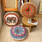 Vintage Ethnic Round Floor Cushion — Bohemian Tatami Seat Mat