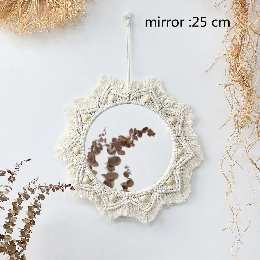 Round Boho Wall Mirror — Macrame Home Décor