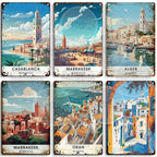 Maghreb Cityscape Metal Sign — North African Travel Wall Décor