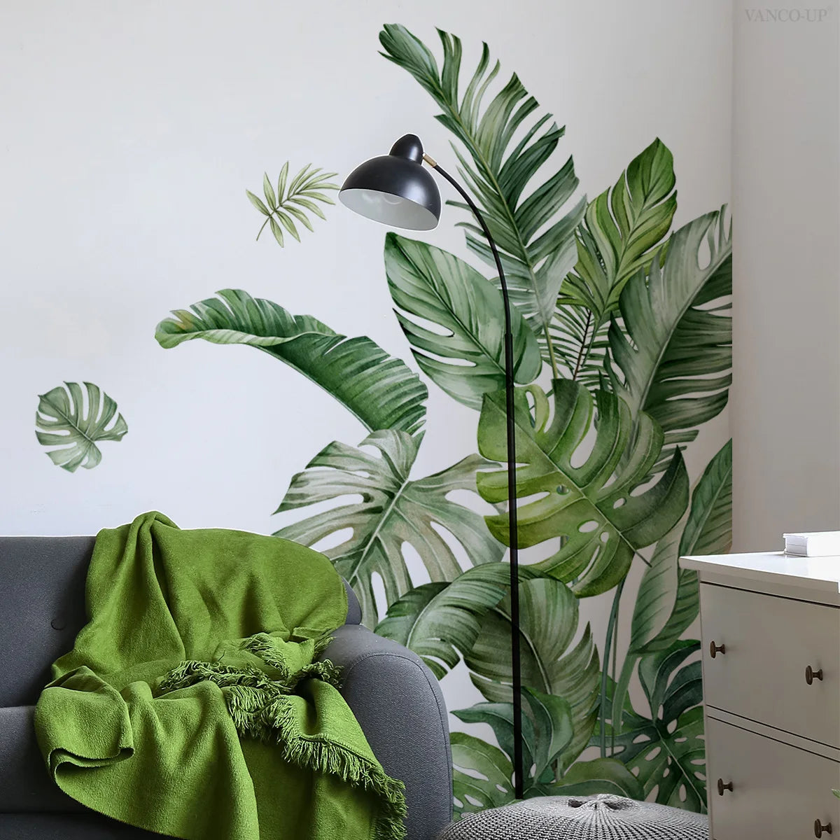 Green Leaves Decorative Vinyl Wall Stickers For Wall Decor Bedroom Accessories Adhesive Wallpaper Furniture stickers Room Decor
