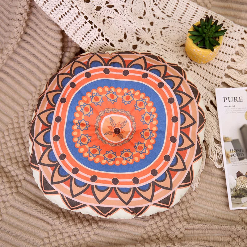 Vintage Round Futon Seat Cushion Retro Ethnic Bay Window Tatami Mat on The Ground Lazy Bohemian Fart Cushion Seat Cushion