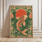 Vintage Koi Fish Canvas Print — Japandi Aesthetic Wall Art