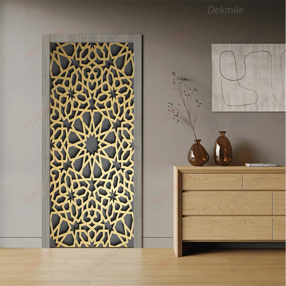 Moroccan Arch Door Mural — Islamic Geometric Wall Sticker