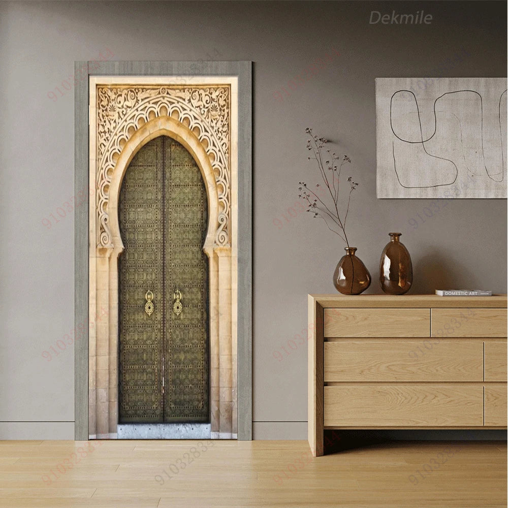 Moroccan Arch Door Mural — Islamic Geometric Wall Sticker