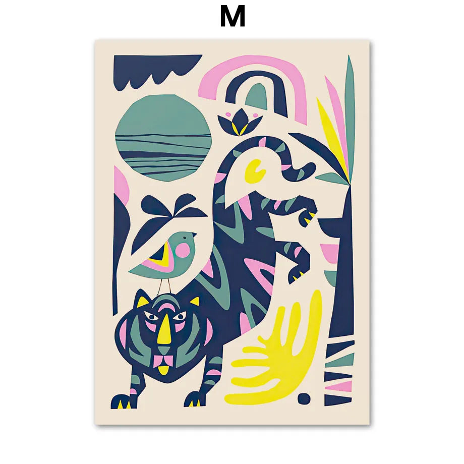Abstract Wildlife Canvas Print — Geometric Animal Wall Art