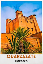 Casablanca & Marrakesh Travel Poster — Moroccan Architecture Canvas Print