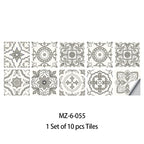 10pcs Blue & Gray Matte Surface Wall Sticker Film For Tiles /Ground in Kitchen Backsplash Floor PVC Art Wallpaper Peel & Stick