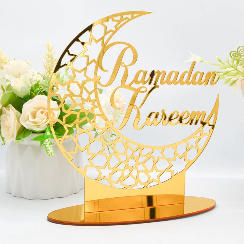 Ramadan & Eid Acrylic Tabletop Ornament – Islamic Home Décor Stand