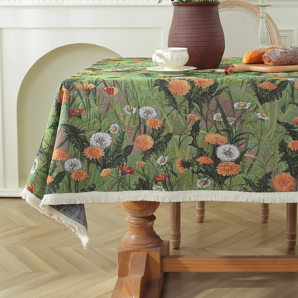Moroccan Floral Tablecloth — Vintage Pattern Rectangular Table Cover