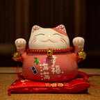 Maneki-Neko Wealth Cat Ornament — Painted Ceramic Lucky Cat