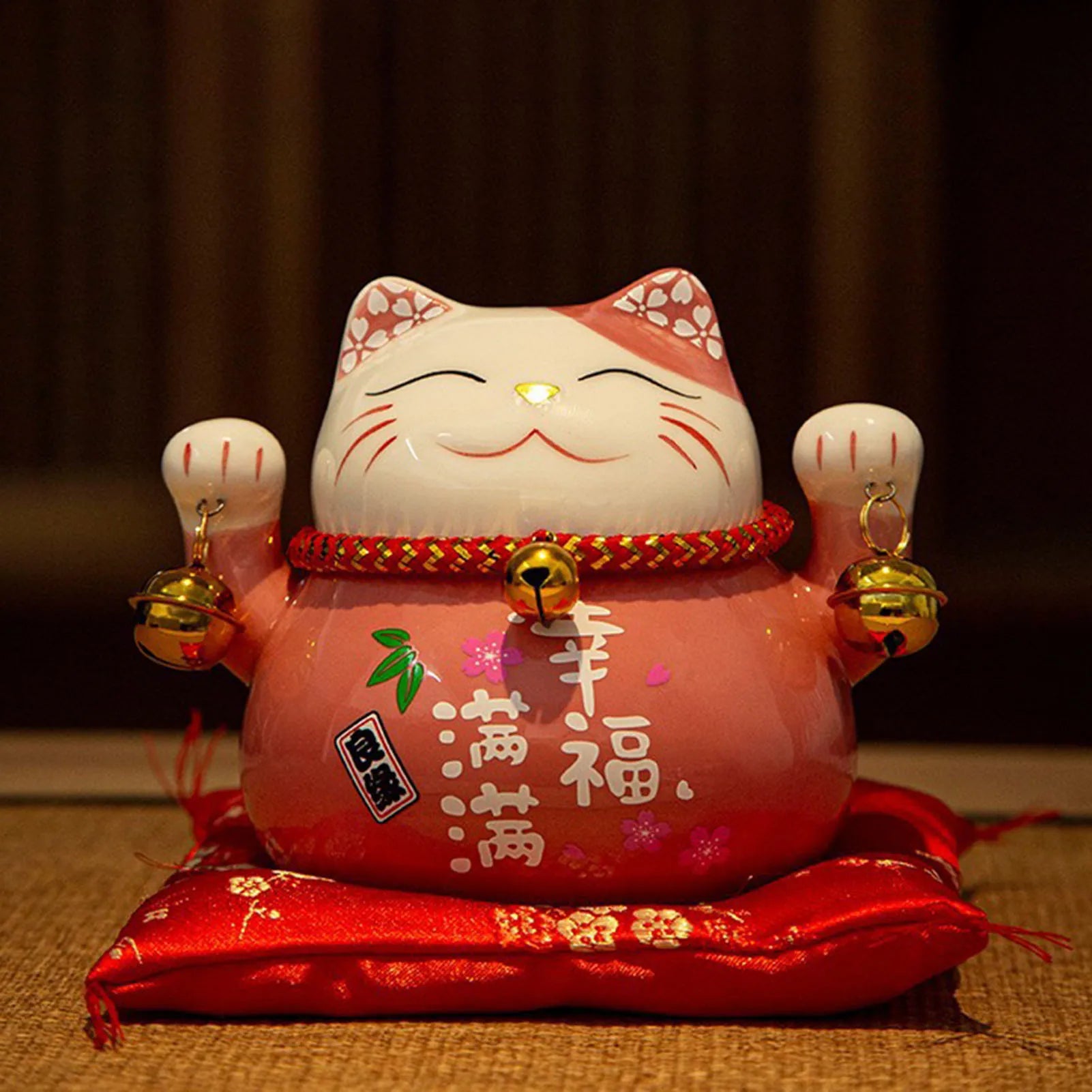 2026 New Year's Wealth Cat Ornament Blessing Message Painted Ceramic Kitten Home Decors Festival Party Gift For Family Friend