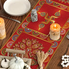 Diwali Elephant Table Runner — Red & Gold Festive Décor