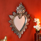 Sagrado Corazón Sacred Heart Hanging Mirror — Flame Heart Wall Pendant