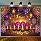Diwali Lotus & Diya Mandala Tapestry — Indian Festival Wall Art