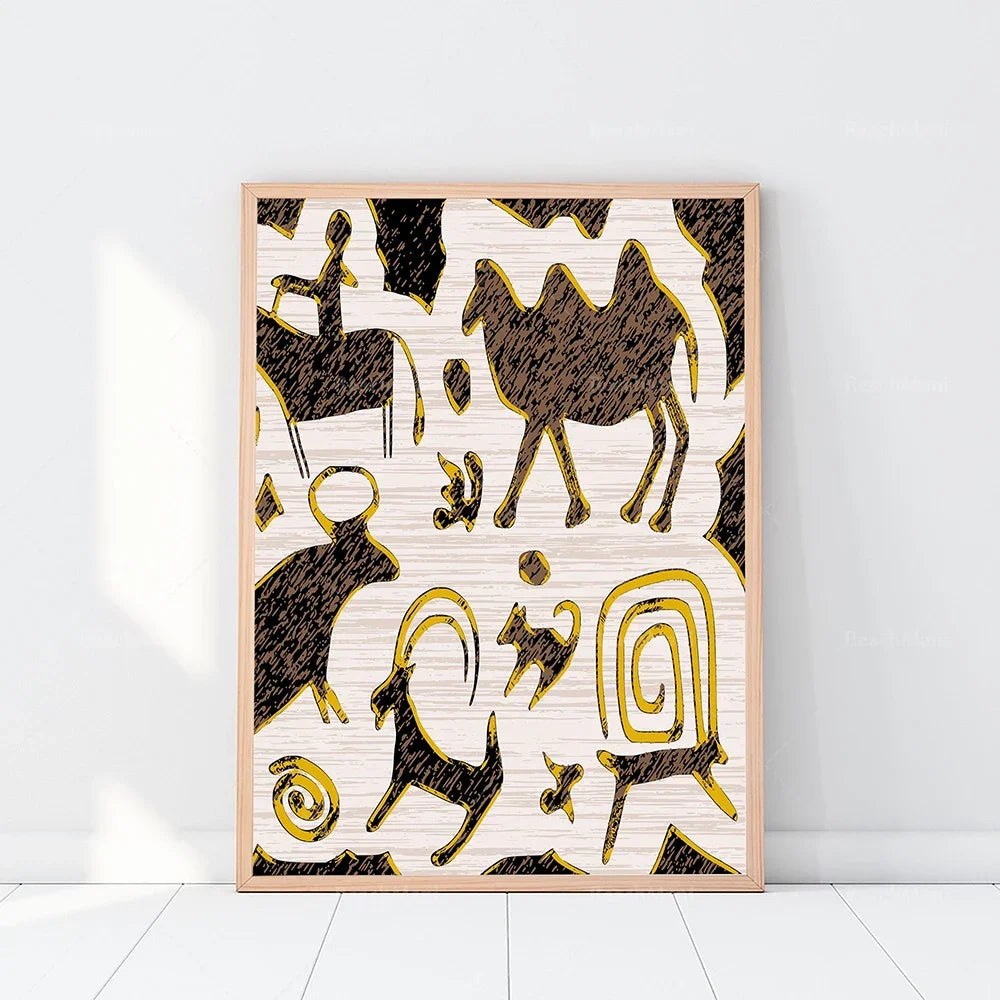 Ancient Terracotta Tribal Wall Art — Large Canvas Print