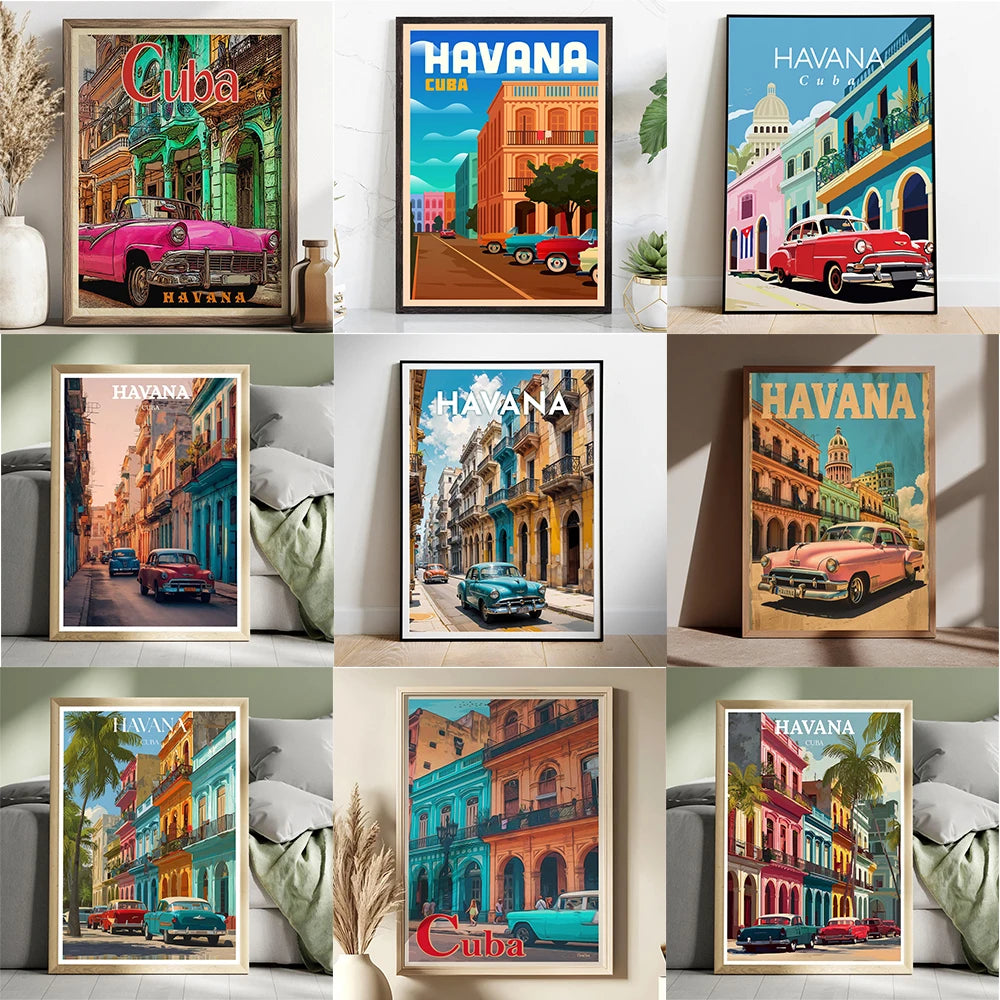 Havana Cuba Travel Poster Canvas Print — Latin Heritage Wall Art