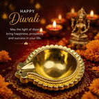 Scalloped Gold Diya Lamps, Set of 4 — Indian Oil Lamps for Diwali & Holiday Lighting