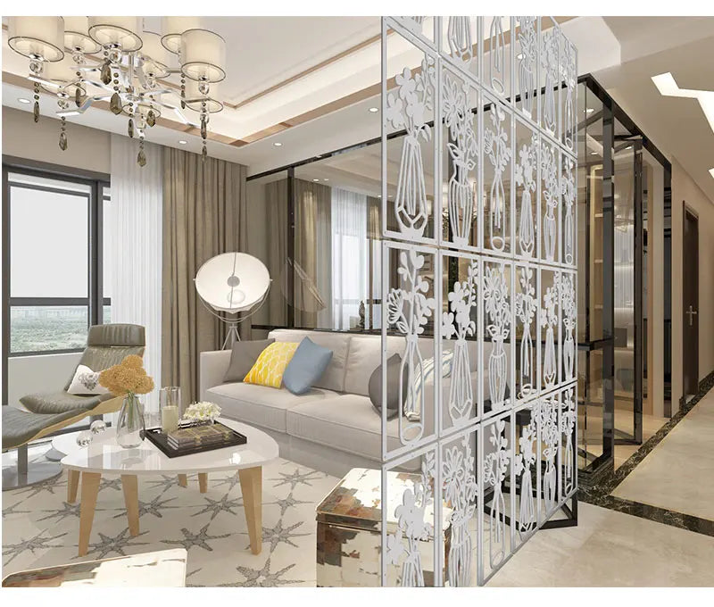 Japanese Wooden Room Divider — Hollow Screen Partition Panels