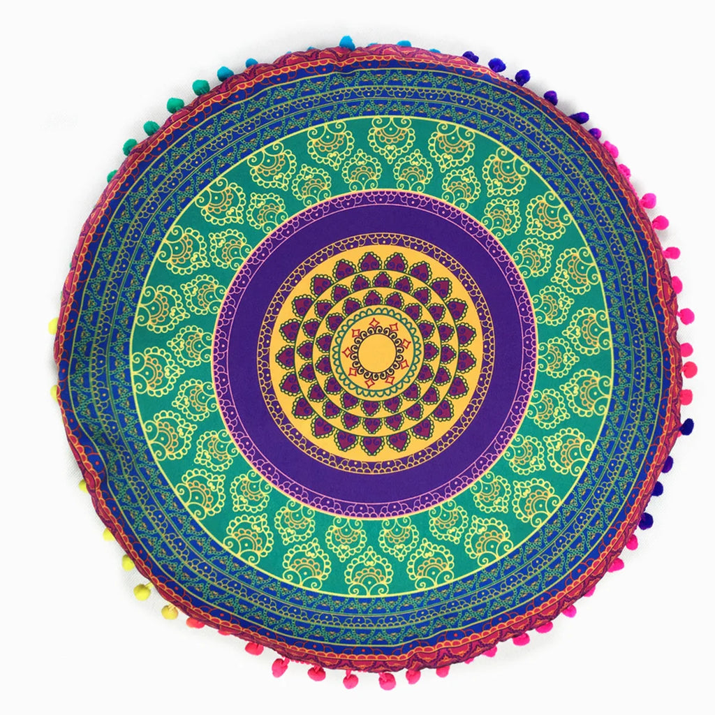 Moroccan Mandala Floor Cushion Cover — Round Bohemian Tatami Seat Cover