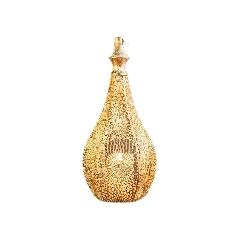 Moroccan Iron Lantern — Hand-Pierced Hanging Candle Holder
