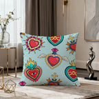 Milagro Sacred Heart Pillow Cover — Mexican Folk Art Cushion Cover