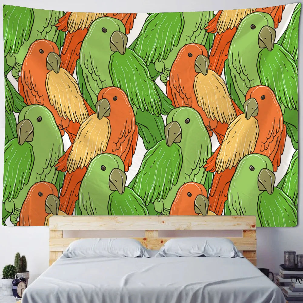 Tropical Jungle Bird Tapestry — Wall Hanging & Beach Mat