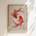 Vintage Koi Fish Canvas Print — Japandi Aesthetic Wall Art