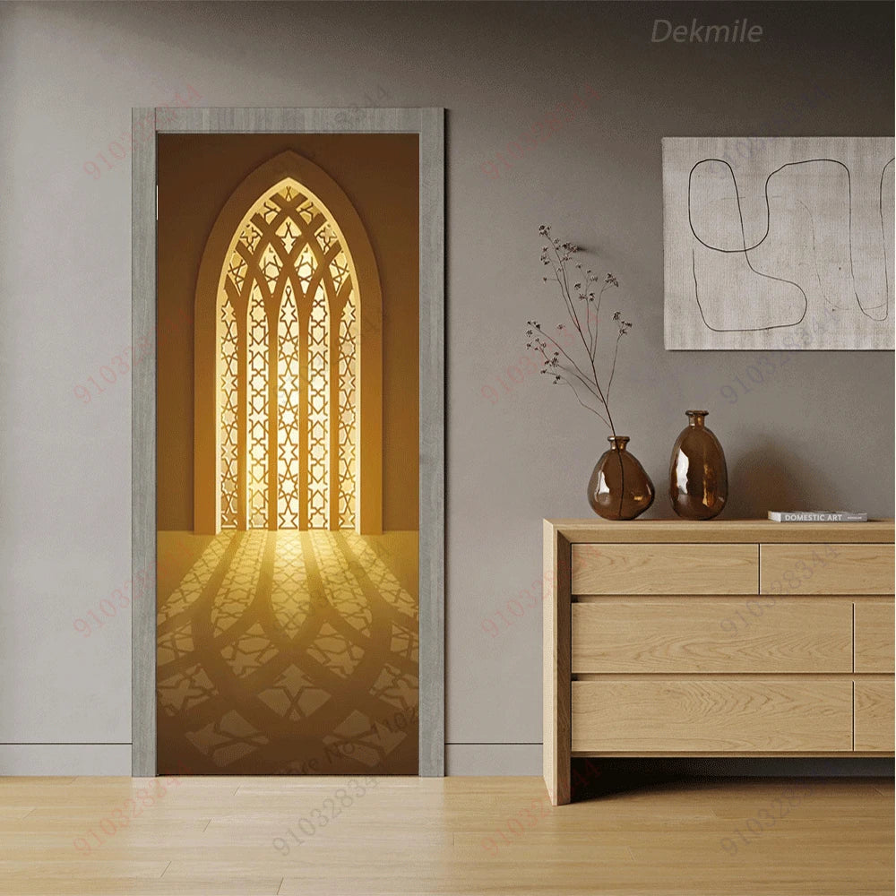 Moroccan Arch Door Mural — Islamic Geometric Wall Sticker
