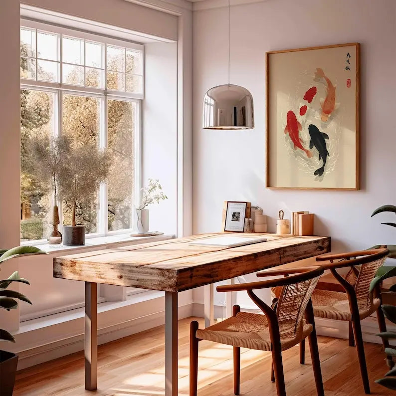 Koi Fish Zen Canvas Print — Minimalist Japandi Wall Art