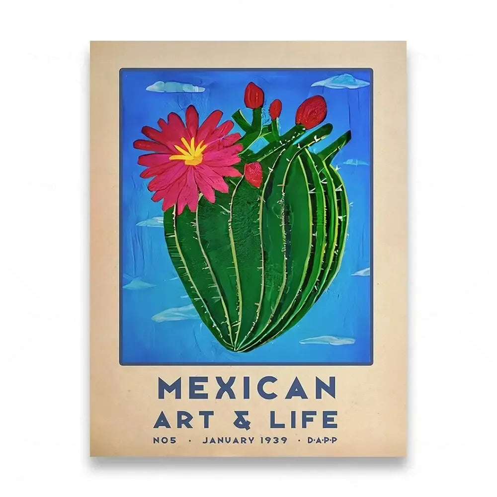 Mexican Folk Art Canvas Print — Vintage-Style Wall Art Poster