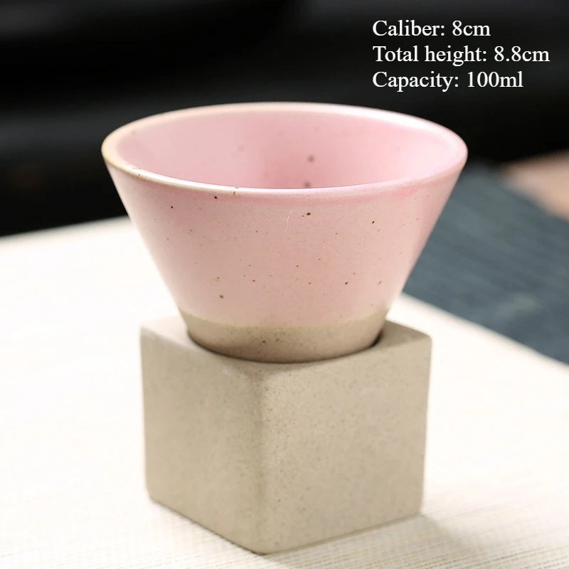 Japanese Style Retro Ceramic Coffee Cup Rough Pottery Tea Cup Latte Pull Flower Porcelain Cup Pottery Mug For Home Coffee Mug