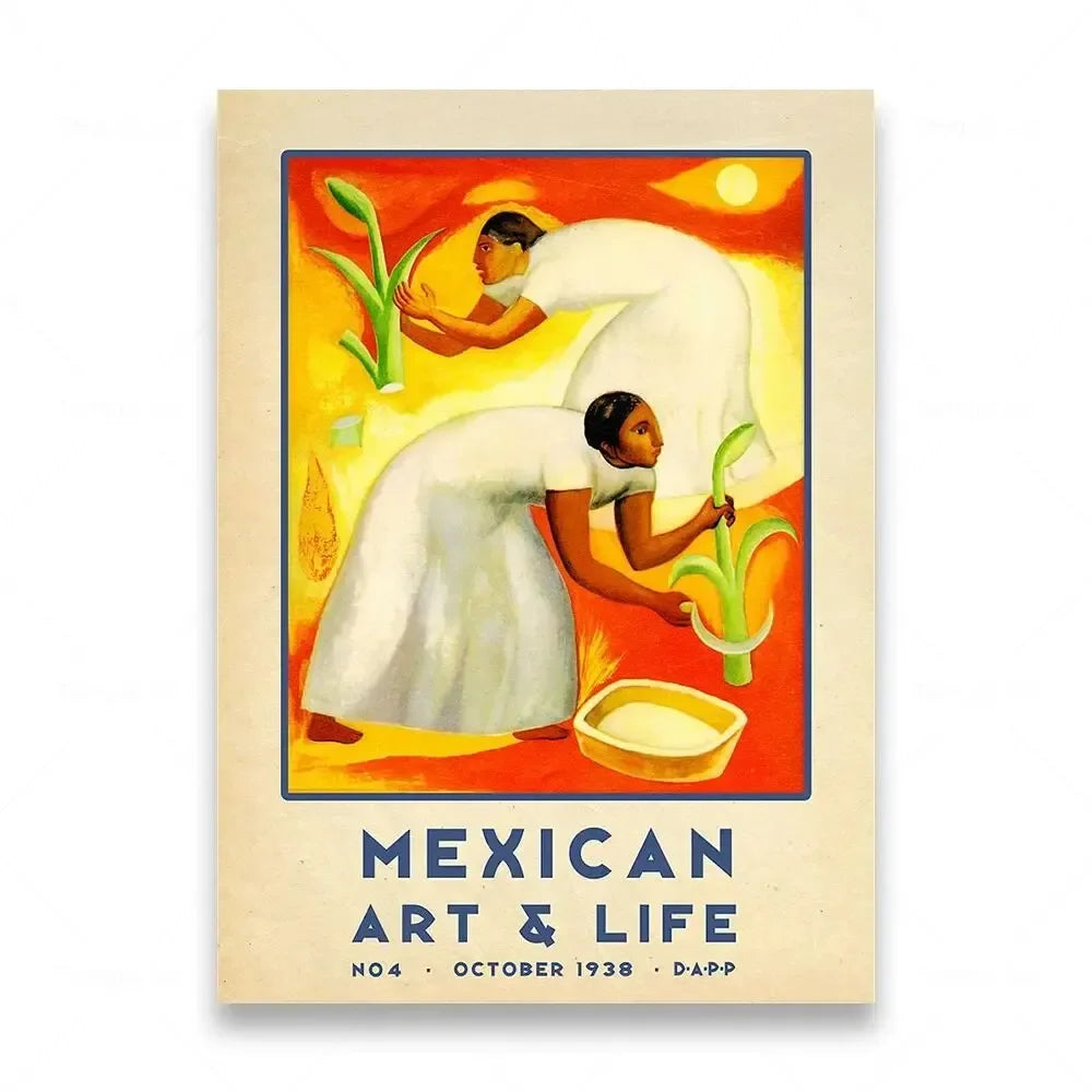 Mexican Folk Art Canvas Print — Vintage-Style Wall Art Poster