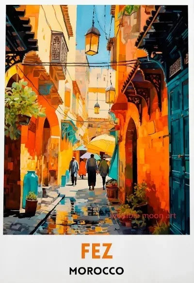 Travel Moroccan Art Casablanca Marrakesh Fes Building Art Poster Canvas Painting Wall Prints Picture for Room Home Decor