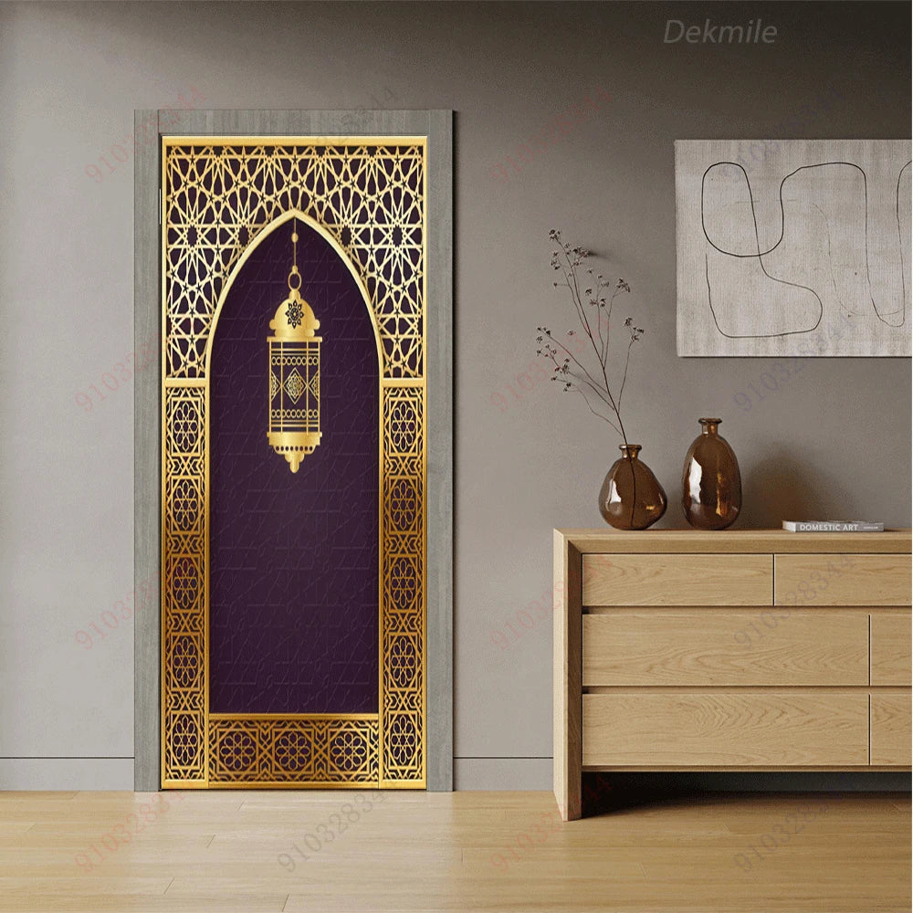 Moroccan Arch Door Mural — Islamic Geometric Wall Sticker