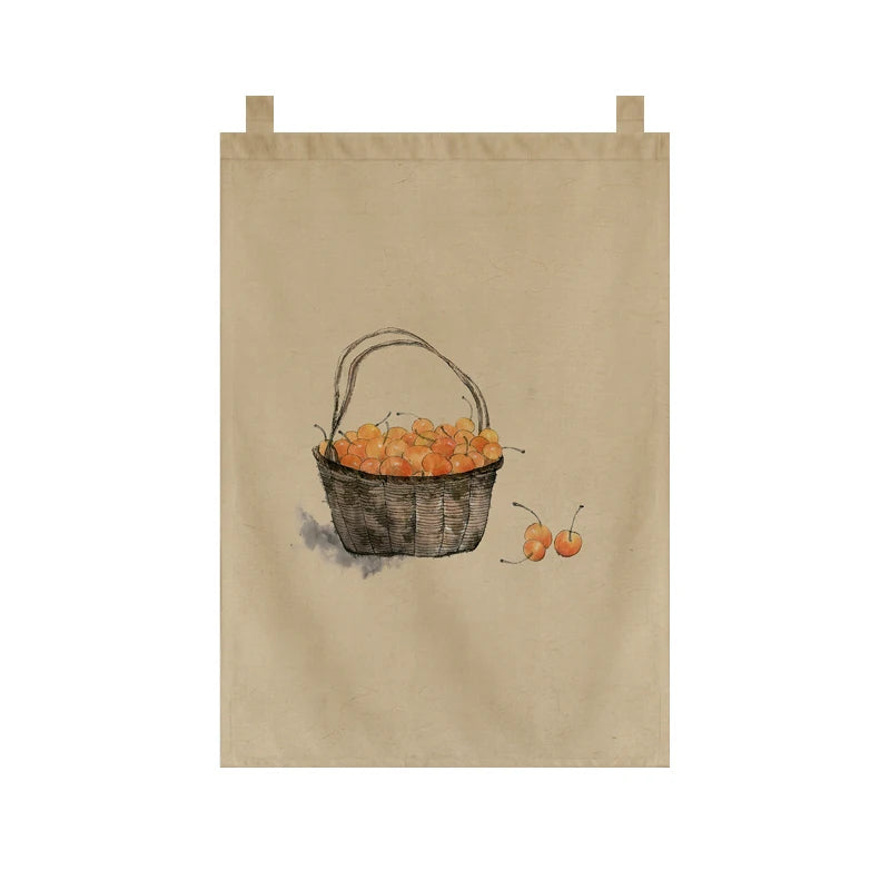 Japanese Tea Room Noren Curtain — Koi Fish & Kanji Calligraphy Panel Set