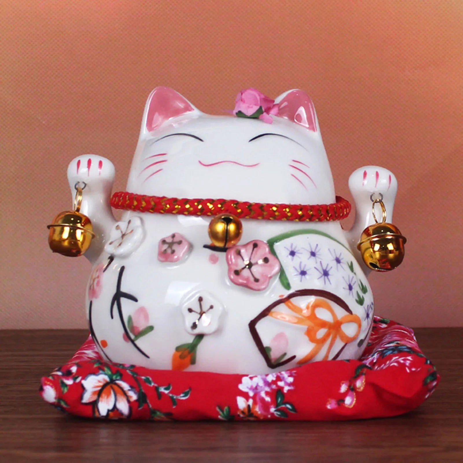 2026 New Year's Wealth Cat Ornament Blessing Message Painted Ceramic Kitten Home Decors Festival Party Gift For Family Friend