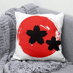 Lucky Cat & Mount Fuji Cushion Cover — Japanese Art Pillow
