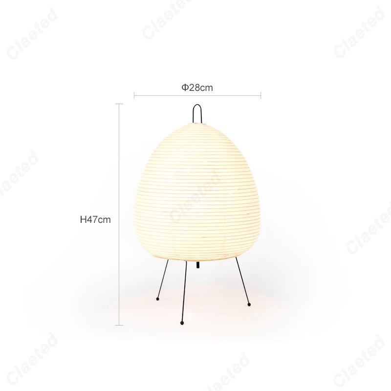 Japanese Rice Paper Table Lamp — Tripod Lantern Light, 3 Light Colors