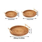 Rattan Woven Round Tray — Handcrafted Fruit & Snack Basket