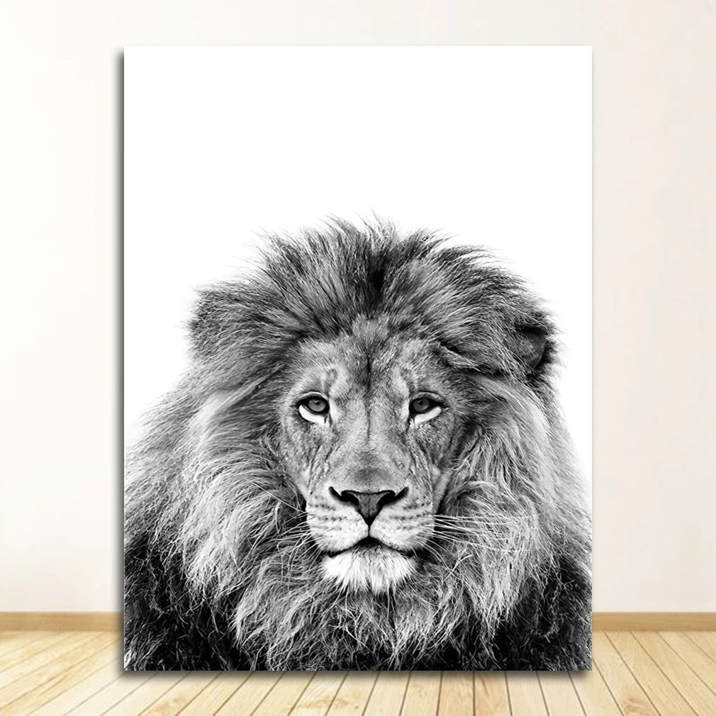 Safari Nursery Wall Art — Lion, Zebra & Elephant Print