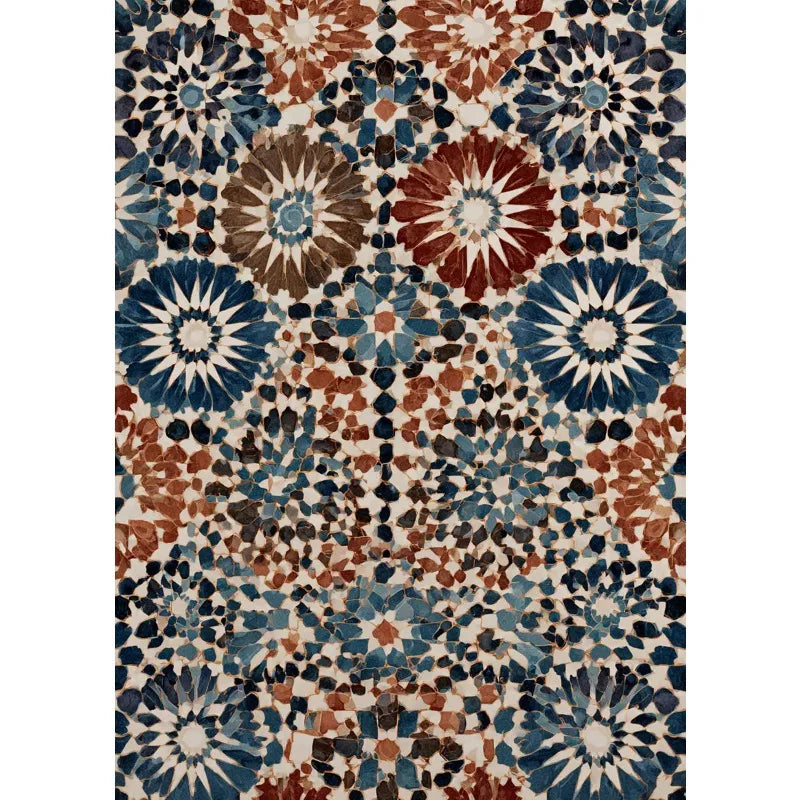 Retro Moroccan Tile Mediterranean Courtyard Orange Tree Mosaic Arch Architecture Canvas Poster Wall Art Pictures Home Decor