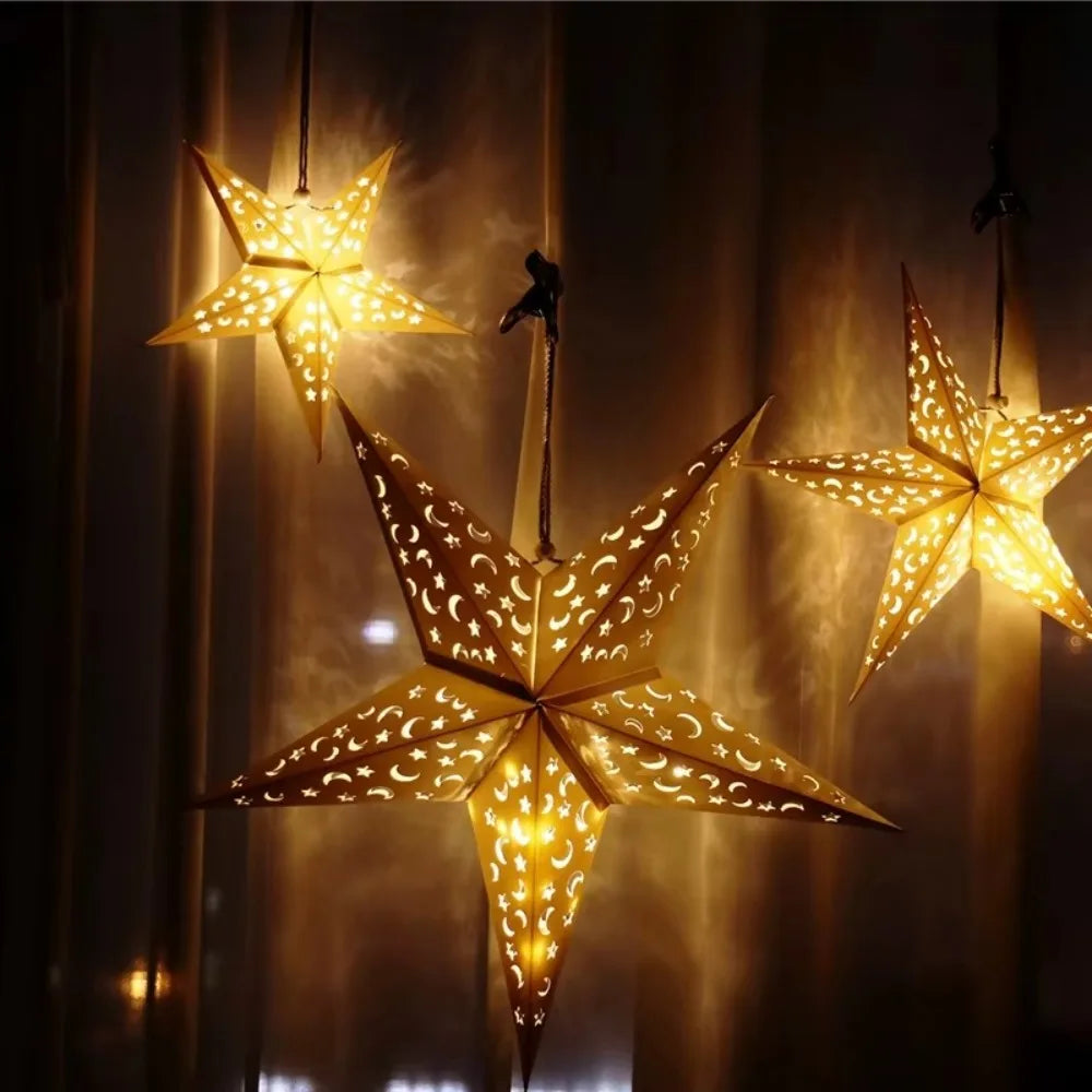Hollow Star Paper Lantern — Hanging Star Pendant for Christmas & Eid