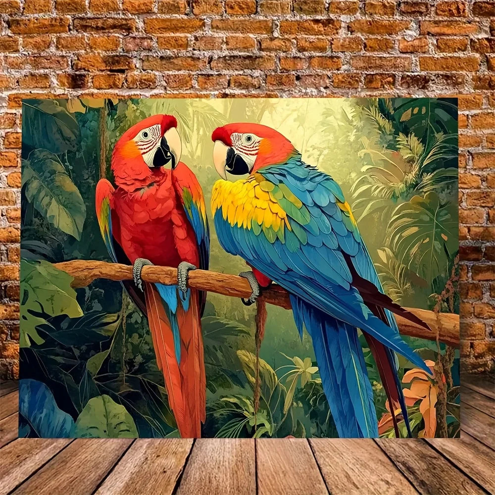 Macaw Parrot Rainforest Canvas Print — Latin American Wildlife Wall Art