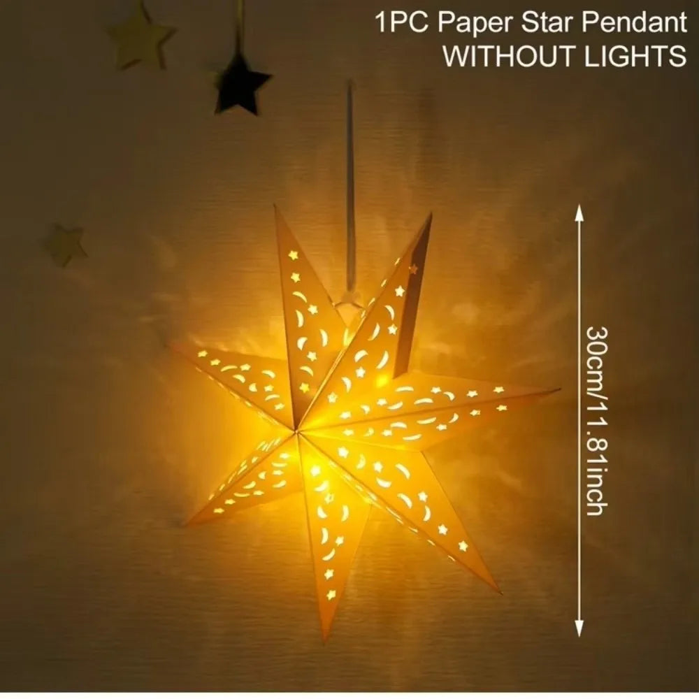 Hollow Star Paper Lantern — Hanging Star Pendant for Christmas & Eid