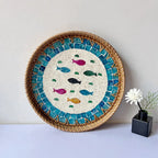 Capiz Shell Mosaic Woven Rattan Tray — Filipino-Inspired Wall & Serving Décor