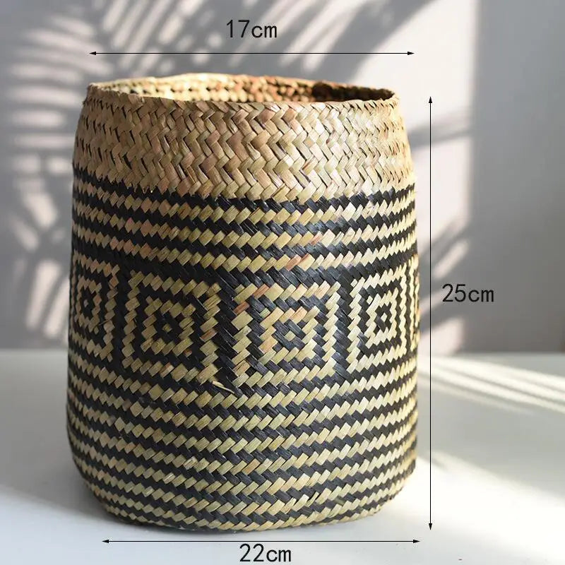 Hand-Woven Buri Storage Basket | Filipino-Inspired Plant Fiber Vase
