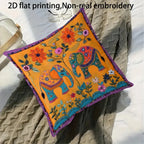 Twin Elephant Floral Cushion Cover — Bohemian Throw Pillow