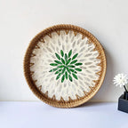 Capiz Shell Mosaic Woven Rattan Tray — Filipino-Inspired Wall & Serving Décor