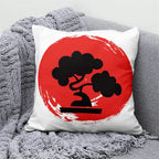 Lucky Cat & Mount Fuji Cushion Cover — Japanese Art Pillow